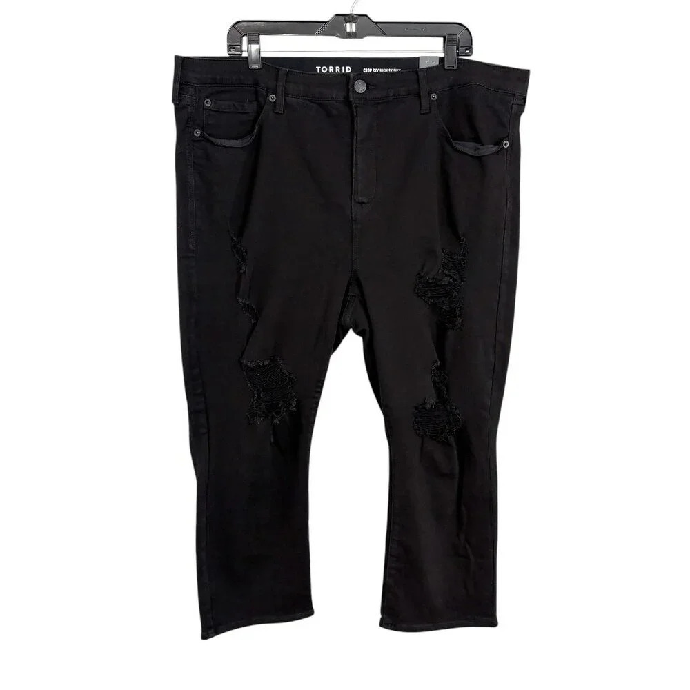 Torrid Black Crop Sky High Skinny Premium Stretch Jeans Women's Plus Size 20 NWT